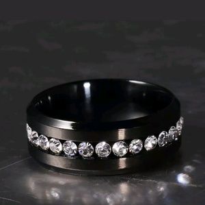Black stainless steel unisex ring size 7